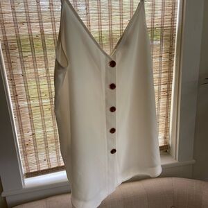 LOFT Cream Button-Down Tank Top